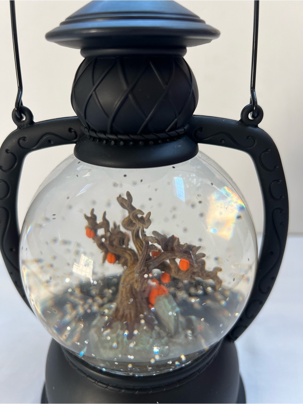 Halloween Lantern Snow Globe Lighted WORKING Battery Glitter Tree Pumpkins Mummy